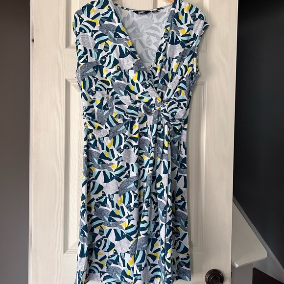 Lands' End Dresses & Skirts - Lands End Faux Wrap Fish Print Dress Size L (14-16)
